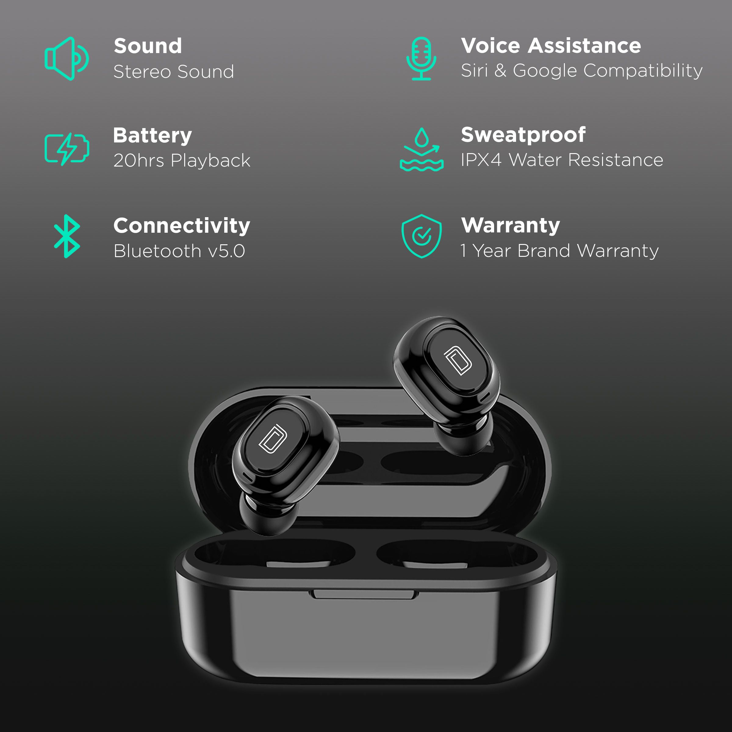 Buy Detel DI-Pod TWS Earbuds (IPX4 Water Resistant, 20 Hours Playback ...