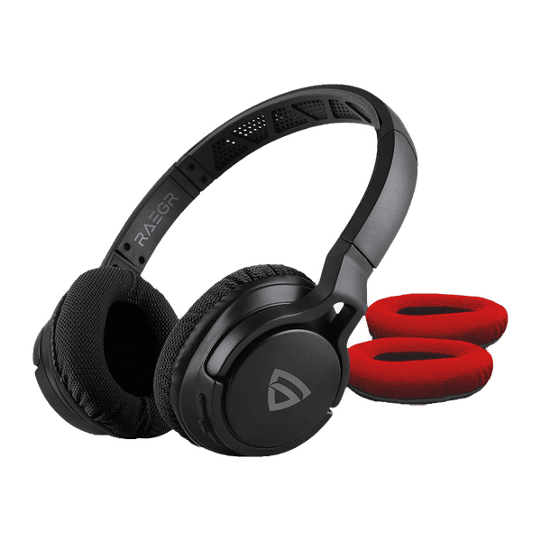 RAEGR AirBeats 500 RG10066 Bluetooth Headset with Mic (10 Hours Playback, Over Ear, Black/Red)_1