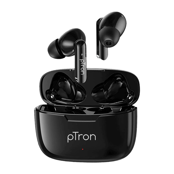 pTron Bassbuds Duo 140318113 TWS Earbuds with Passive Noise Cancellation (IPX4 Water Resistant, 32 Hours Playtime, Black)_1