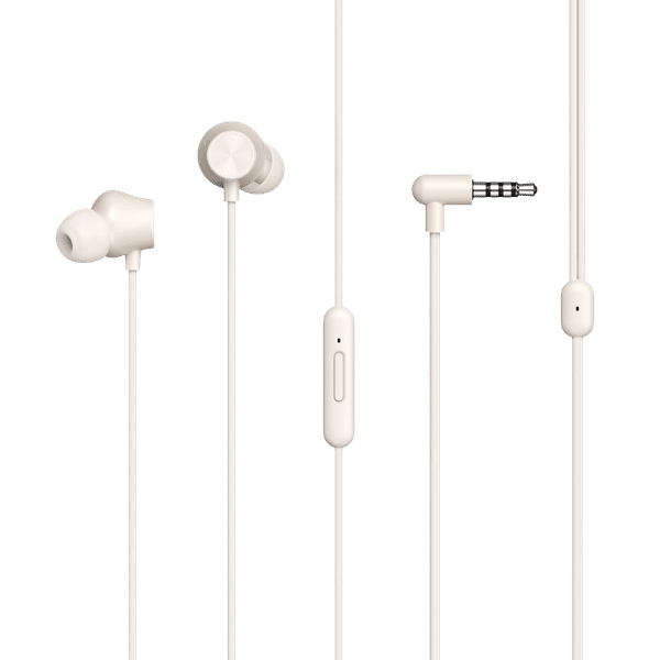 DIZO by realme TechLife DA2106 Wired Earphone with Mic (In Ear, Creme White)_1