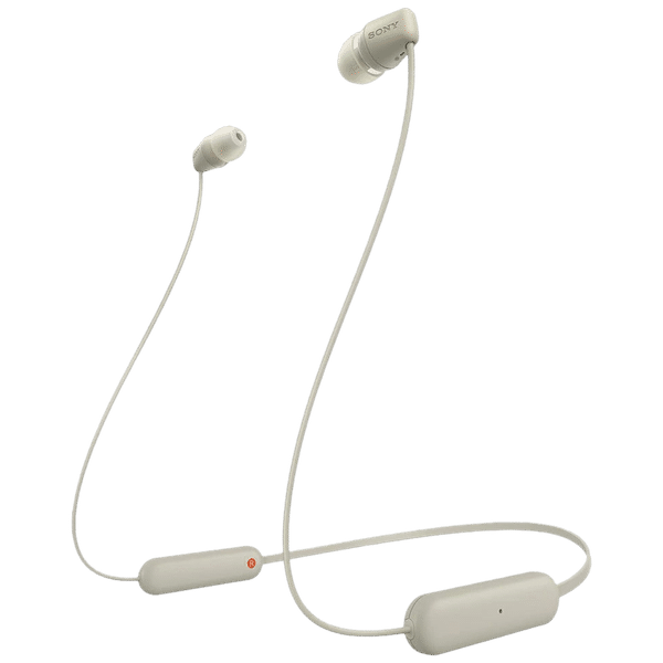 SONY WI-C100 Neckband (IPX4 Sweat & Water Resistant, 25 Hours Playtime, Cream)_1