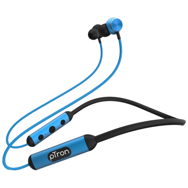 pTron InTunes Ultima 140318023 Neckband with Passive Noise Cancellation (IPX4 Sweat & Water Resistant, 18 Hours Playtime, Black/Blue)_1