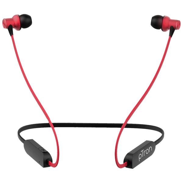 pTron Avento Classic 140317897 Neckband with Passive Noise Cancellation (Sweat & Water Resistant, 3.5 Hours Playtime, Black/Red)_1