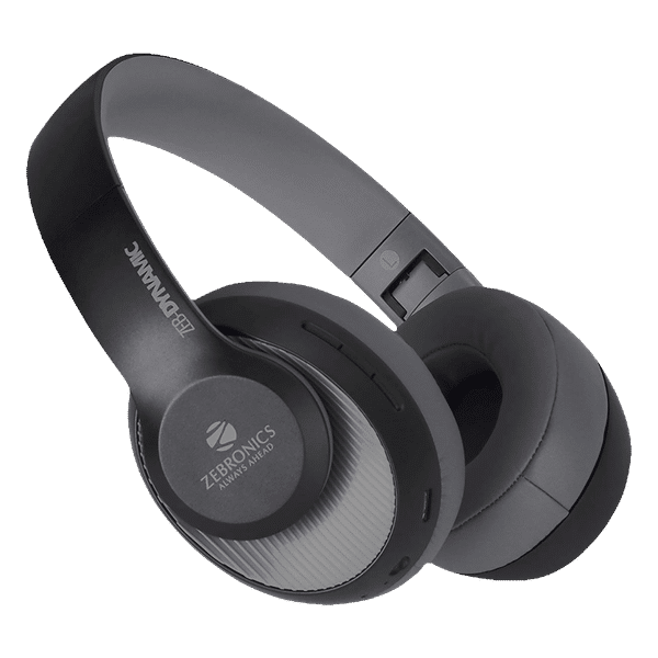 ZEBRONICS Dynamic Bluetooth Headphone with Mic (34 Hours Playtime, Over Ear, Black)_1