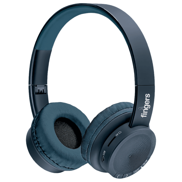 fingers Rock-n-Roll H2 Bluetooth Headphone with Mic (Foldable Design, On Ear, Oxford Blue)_1