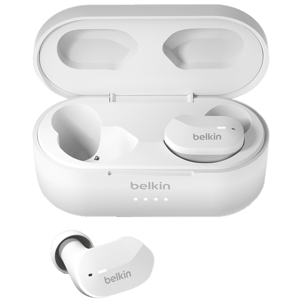 Belkin Soundform AUC001btWH TWS Earbuds with Noise Isolation (IPX5 Sweat & Water Resistant, 24 Hours Playback, White)_1