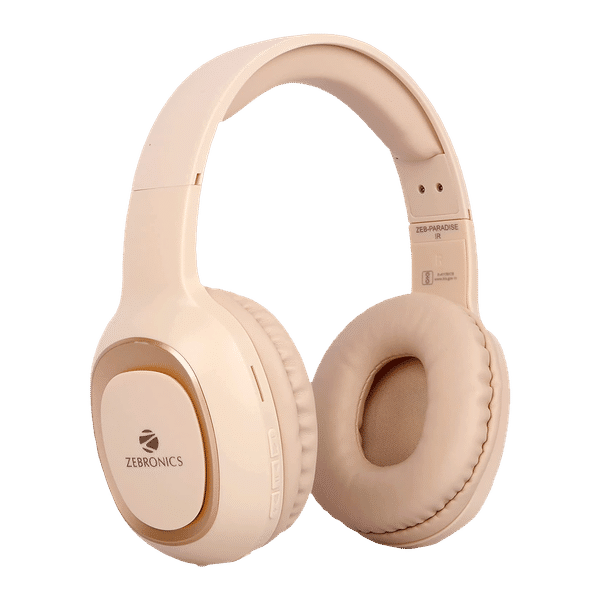 ZEBRONICS Paradise Bluetooth Headset with Mic (15 Hours Playback, Over Ear, Beige)_1