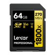 Lexar Professional 1800x GOLD Series SDXC 64GB Class 10 270MB/s Memory Card_1