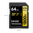 Lexar Professional 1800x GOLD Series SDXC 64GB Class 10 270MB/s Memory Card_2