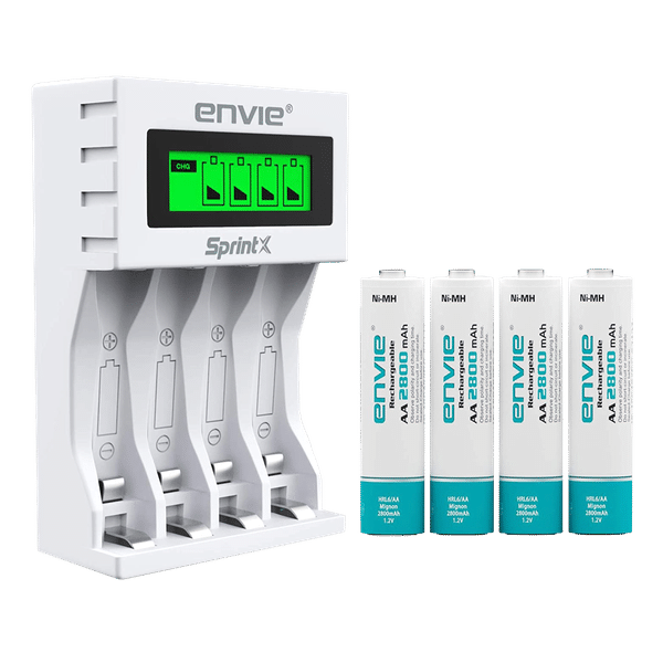 envie SprintX ECR11 MC Fast Camera Battery Charger Combo for 28004PL (4-Ports, LCD Display)_1