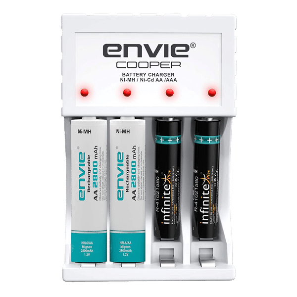 envie Cooper ECR-20 MC Camera Battery Charger Combo for AA2800 and AAA1100 (4-Ports, Short Circuit Protection)_1