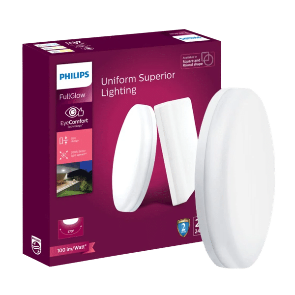 PHILIPS Rimless Full Glow 24 Watts Round LED Surface Downlight (EyeComfort Technology, 929003512801, White)_1