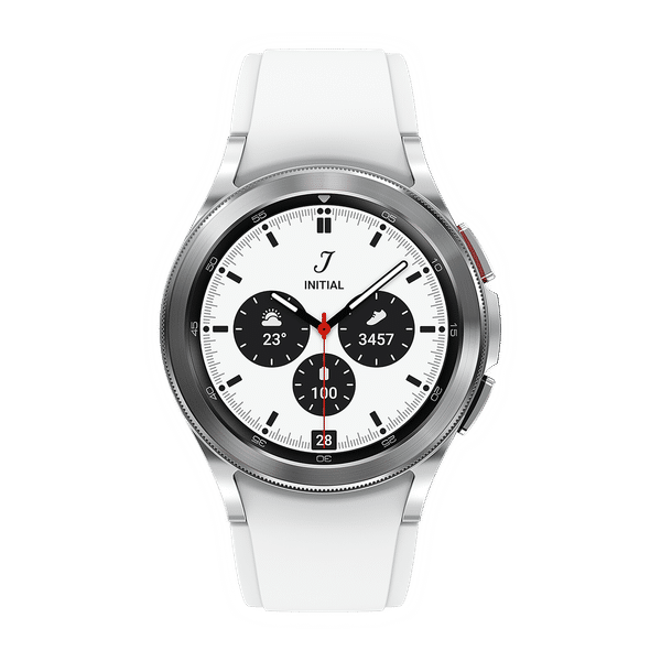 SAMSUNG Galaxy Watch4 Classic Smartwatch with Activity Tracker (42mm Super AMOLED Display, Water Resistant, Silver Strap)_1