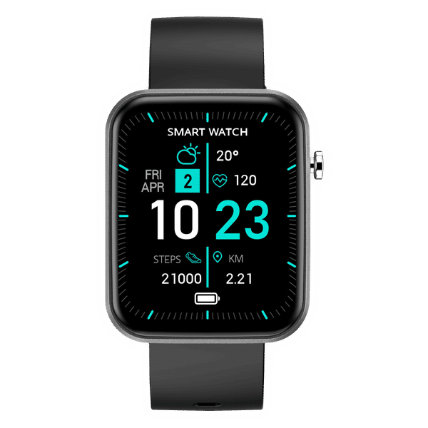 STYX NYX Smartwatch with Activity Tracker (43.1mm HD Display, IP67 Water Resistant, Midnight Black Strap)_1
