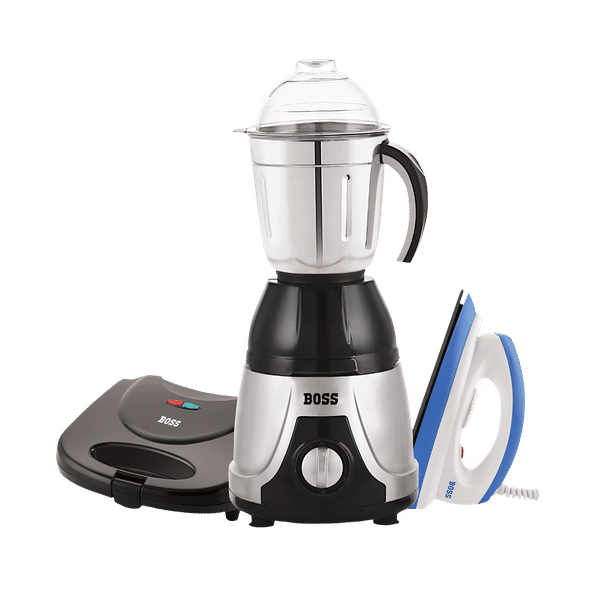 BOSS Combo Pack Mixer Grinder, Dry Iron & Sandwich Toaster (3 in 1, B909)_1