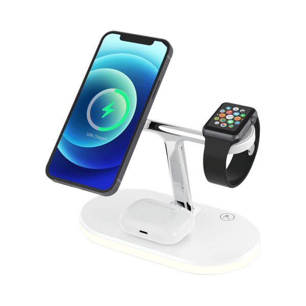 Unigen Magtec 300 15W 3-in-1 Wireless Charger for iPhone 14, 13, 13 Pro, 13 Pro Max, 12, 12 Pro, 12 Mini, 12 Pro Max/iWatch 2, 3, 4, 5, 6, 7, 8 & AirPods (Qi Compatible, White)_1