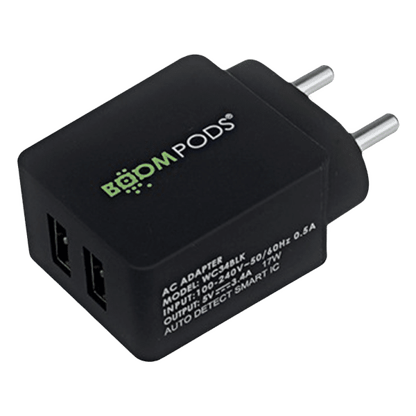 Boompods Type A 2-Port Charger (Adapter OnlyBlack)_1