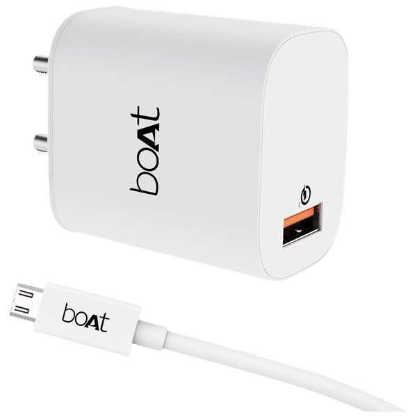 boAt WCD 18W Type A Fast Charger (Type A to Micro USB Cable, Smart IC Protection, White)_1