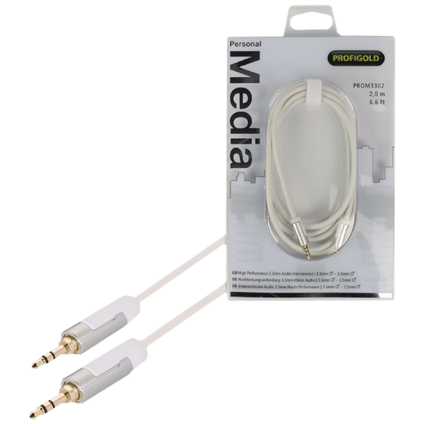 Profigold 3.5mm Aux to 3.5mm Aux 6.6 Feet (2M) Cable (Oxygen Free Copper, White)_1