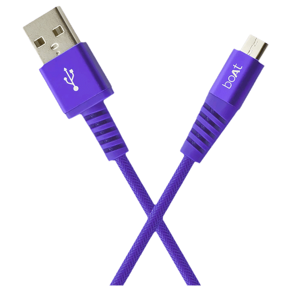 boAt Rugged 700 V3 Type A to Micro USB 4.9 Feet (1.5M) Cable (Tangle-free Design, Purple)_1