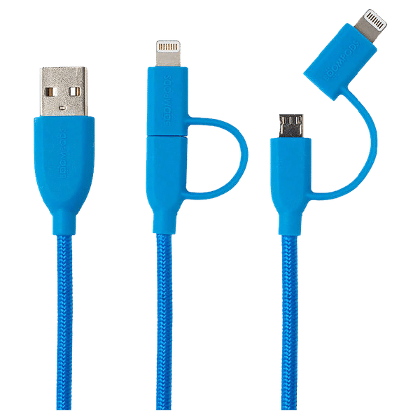 Boompods Duo Type A to Lightning, Micro USB 3.3 Feet (1M) 2-in-1 Cable (Tangle-free Design, Blue)_1