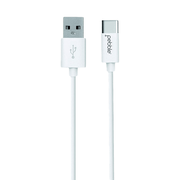 Pebble Type A to Type C 3.3 Feet (1M) Cable (Sync and Charge, White)_1