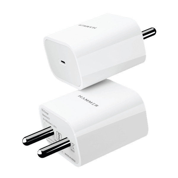 Hammer C1 20W Type C Fast Charger (Adapter Only, Short-Circuit Protection, White)_1
