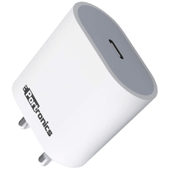 Portronics Adapto 20 20W Type C Fast Charger (Adapter Only, Short-Circuit Protection, White)_1