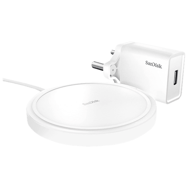 SanDisk Ixpand 15W Wireless Charger for iOS, Android, Earbuds (Qi Certified, Temprature Control Technology, White)_1