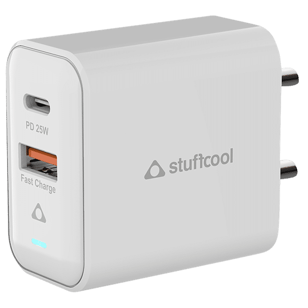 Stuffcool Flow 25W Type A & Type C 2-Port Fast Charger (Adapter Only, BIS Approved, White)_1