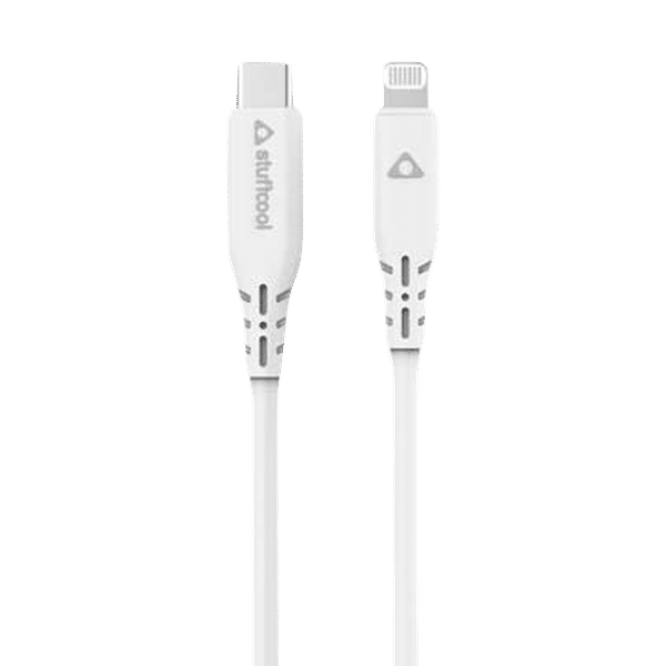 Stuffcool Bolt Type C to Lightning 3.9 Feet (1.2M) Cable (Sync and Charge, White)_1