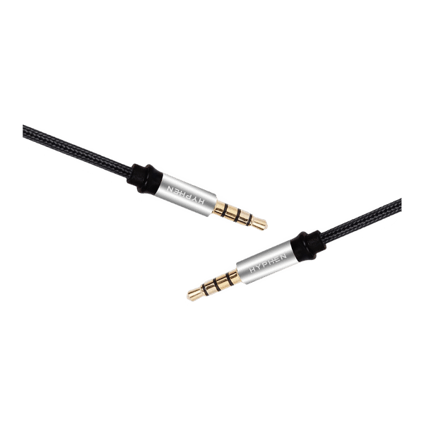 Hyphen 3.5mm Aux to 3.5mm Aux 4.9 Feet (1.5M) Cable (Black Cotton Braided, Black)_1