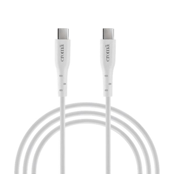 Croma Type C to Type C 6.6 Feet (2M) Cable (In-Built E-Mark Chip, White)_1