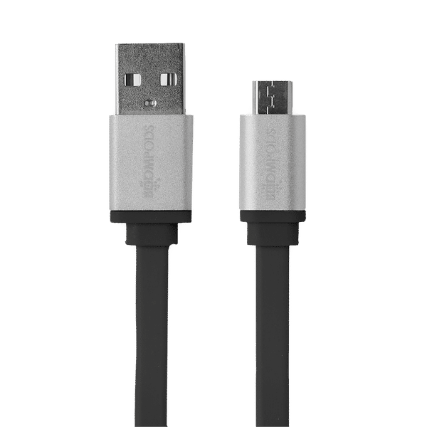 Boompods Flatline Pro Type A to Micro USB 3.3 Feet (1M) Cable (Tangle-free Design, Black)_1