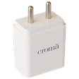 Croma 20W Type A & Type C 2-Port Fast Charger (Type C Cable, Apple Compatible, White)_1