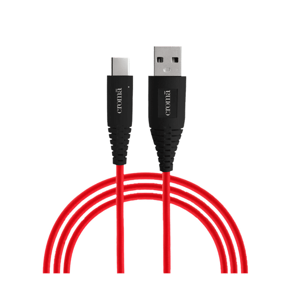 Croma Type A to Type C 3.3 Feet (1M) Cable (Dash & Warp Protocols, Red)_1