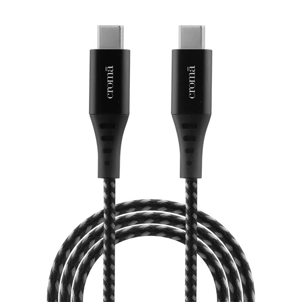Croma Type C to Type C 3.3 Feet (1M) Cable (Nylon Braided, Grey)_1