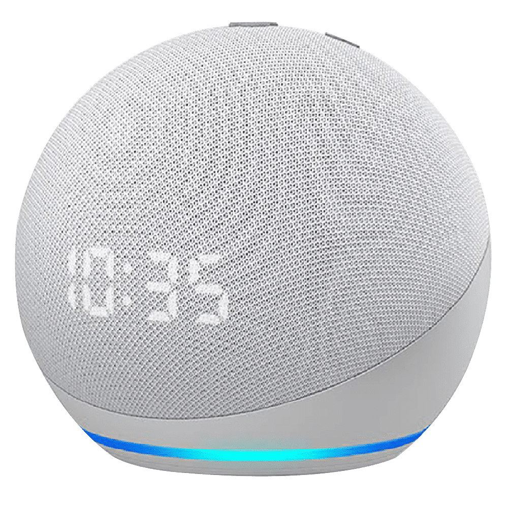 Buy  Echo Dot (4th Gen) with Built-in Alexa Smart Wi-Fi Speaker (LED  Display with Clock, White) Online – Croma