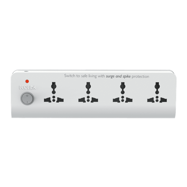 Ecolink Guardian Chief 6 Amps 4 Sockets Spike & Surge Guard With Individual Switch (1.5 Meters, Fire Retardant Material, 913715174301, White)_1