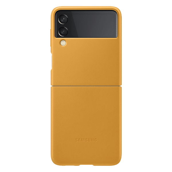 SAMSUNG Soft Leather Back Cover for SAMSUNG Galaxy Z Flip3 5G (Premium Protection, Mustard)_1