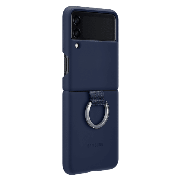SAMSUNG Soft Silicone Back Cover for SAMSUNG Galaxy Z Flip3 5G (Slip-On Ring, Navy)_1