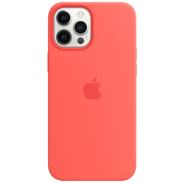 Apple Soft Silicone Back Cover for Apple iPhone 12, 12 Pro (Built-in Magnets, Pink Citrus)_1