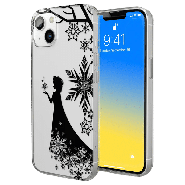 Macmerise Elsa Silhouette Silicone Back Cover for Apple iPhone 14 (Supports Wireless Charging, Clear Black)_1