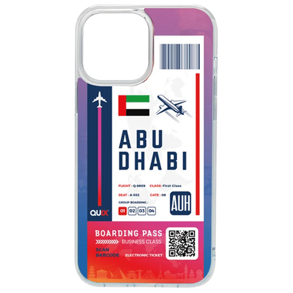 QUIX Abu Dhabi Boarding Pass TPU Back Cover for Apple iPhone 14 (Supports Wireless Charging, Multi Color)_1