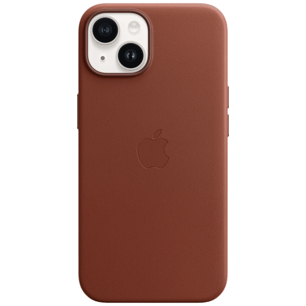 Apple Soft Leather Back Cover for Apple iPhone 14 (MagSafe Charging Support, Umber)_1