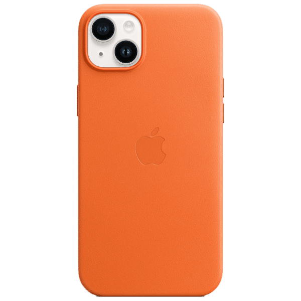 Apple Soft Leather Back Cover for Apple iPhone 14 Plus (MagSafe Charging Support, Orange)_1