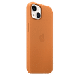 Apple Soft Leather Back Cover for Apple iPhone 13 (Supports Wireless Charging, Golden Brown)_2