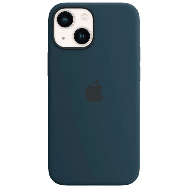 Apple Soft Silicone Back Cover for Apple iPhone 13 (Supports Wireless Charging, Abyss Blue)_1