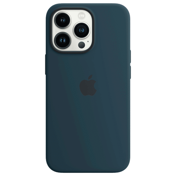 Apple Soft Silicone Back Cover for Apple iPhone 13 Pro (Supports Wireless Charging, Abyss Blue)_1