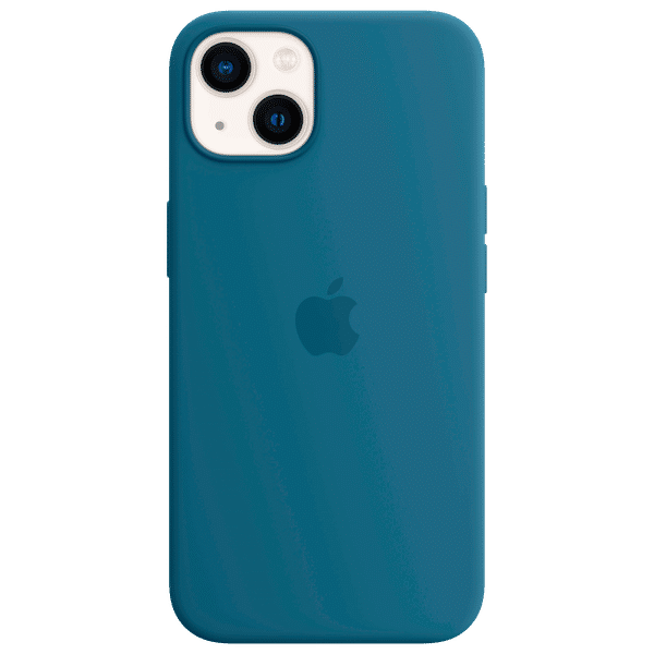 Apple Soft Silicone Back Cover for Apple iPhone 13 (Supports Wireless Charging, Blue Jay)_1